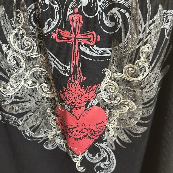 Self Esteem Black Tank Top with Red Heart and Cross Design - Picture 2 of 5